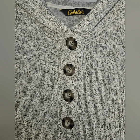 Cabela’s Grayish Beige Fleece Henley Hoodie, Size Small, GUC - Picture 3 of 10